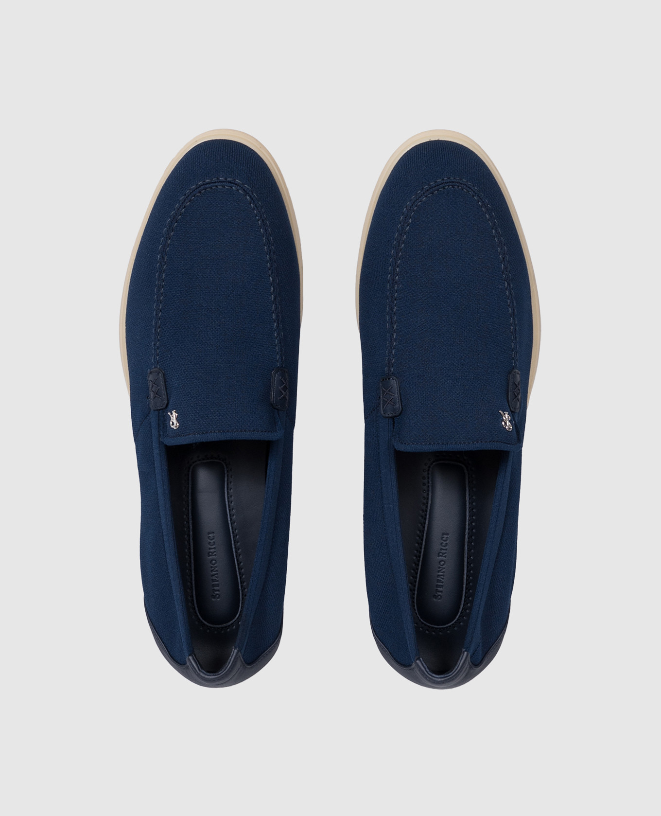 Blue loafers with monogram logo Stefano Ricci 4