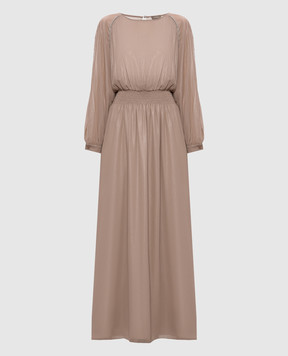 Peserico Beige maxi dress with monil chain E0223802361