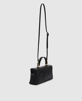 Christian Villa Black leather bag with logo print 06301