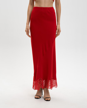 Ermanno Scervino Red maxi skirt with lace D482O387APOWQ
