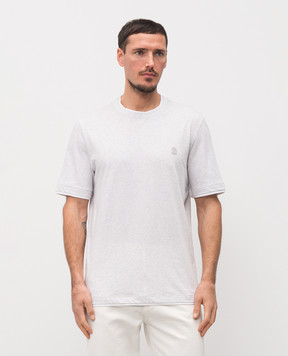 Brunello Cucinelli Grey melange T-shirt with embroidered emblem M0B137451G