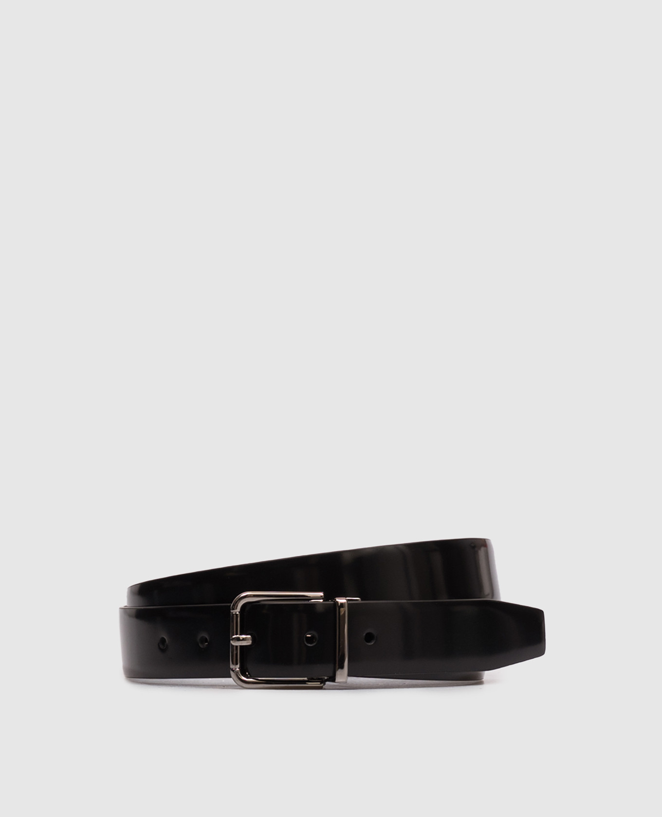 Black glossy leather belt