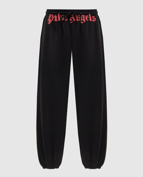 Palm Angels Black joggers with logo print PMCH025S26FLE001