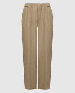 Peserico Beige linen trousers with lapels A0403602606