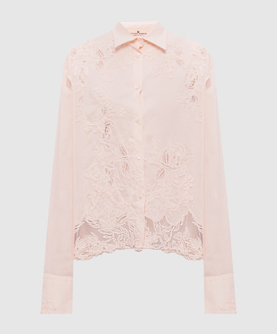 Blusa rosa con encaje