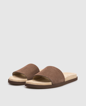 Brunello Cucinelli Brown suede flip-flops MZUSOLY236