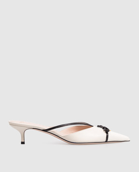 Valentino White leather mules with logo 8W2S0NP6DAL