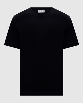 Brunello Cucinelli Black T-shirt with monil chain M0T81BI100