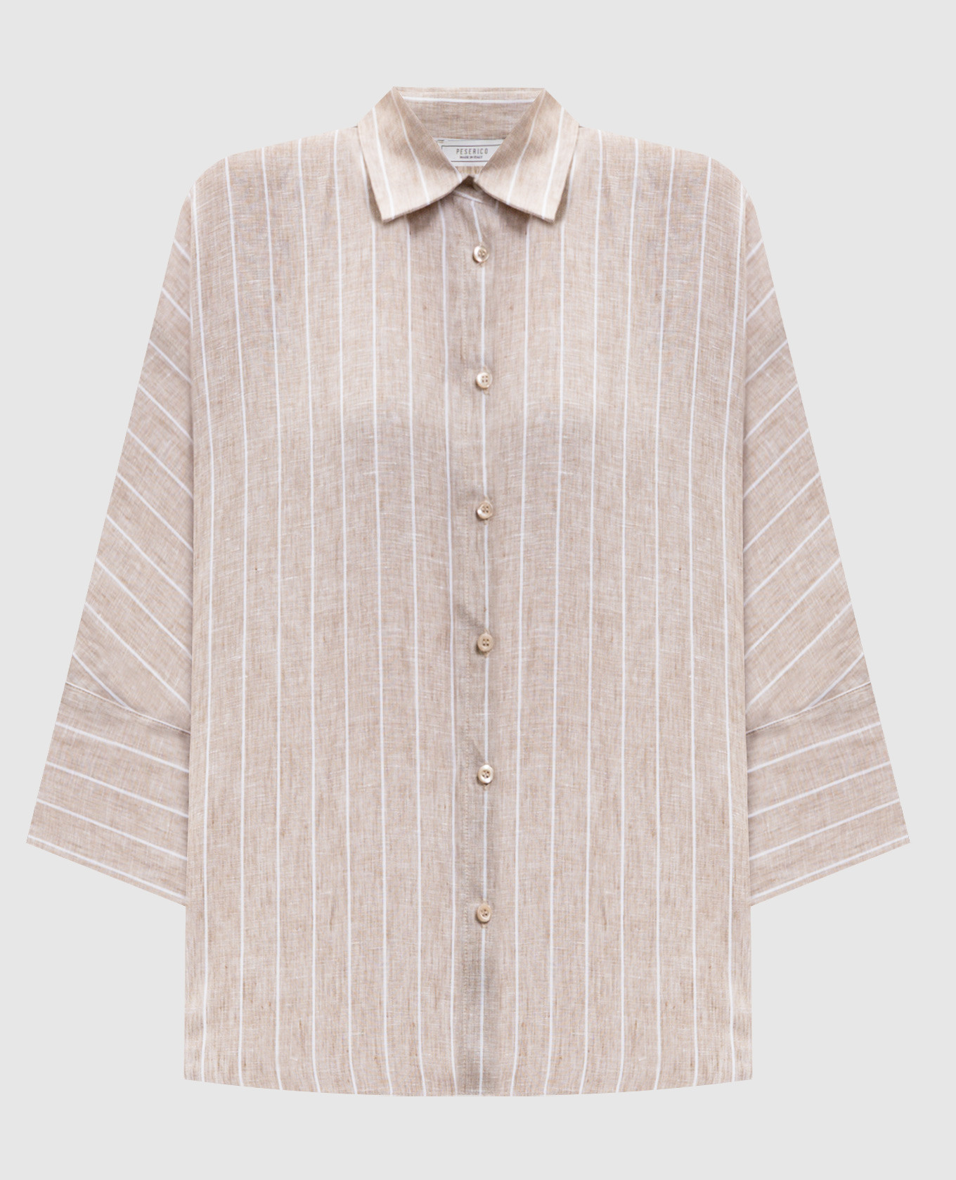 Chemise en lin beige à rayures