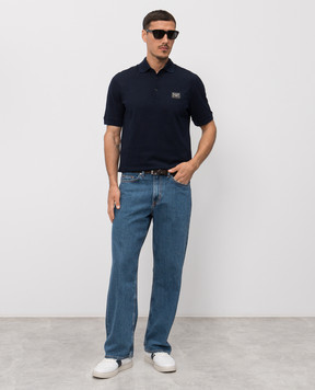 Dolce&Gabbana Blue polo with logo patch G8PL4TG7P1D