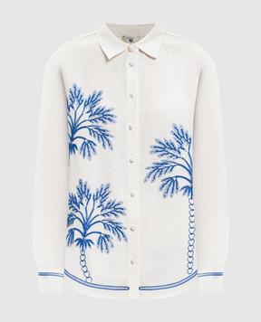 Twinset White linen shirt with contrast embroidery 261LM2MAA