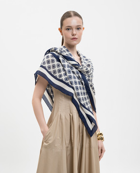 Max Mara Weekend Blue SARONG scarf with branded silk print WKASARONG