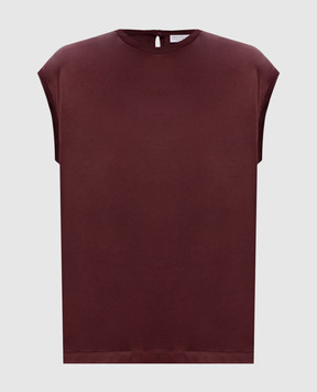 Brunello Cucinelli Burgundy silk top MPC59EH500