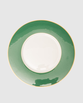 Geminiano Cozzi 1765 White porcelain serving plate Striche Verdi e Oro LGCGU22331014