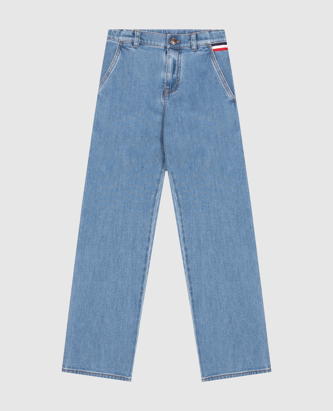 Kids' blue jeans with logo patch