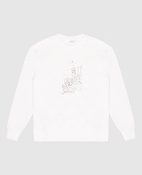 Brunello Cucinelli Children's white sweatshirt with Solomeo print BN05NE459C