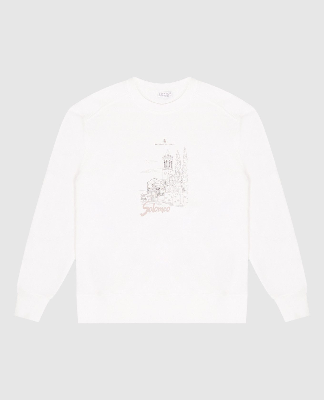 Children's white sweatshirt with Solomeo print