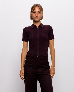 Victoria Beckham Burgundy ribbed top with zipper 1326KTP007305A