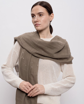Peserico Brown scarf with sequins A31536C0CC750