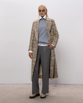 Peserico Beige wool check coat A2017300438