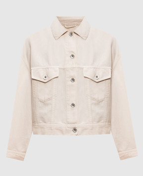Brunello Cucinelli Ivory denim jacket with monil chain ML9967674