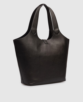 Twinset Black leather tote bag with logo 261TB7130