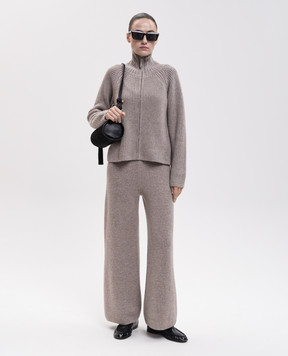 Allude Beige wool and cashmere zip cardigan 26517032
