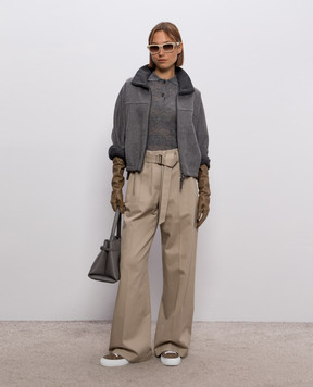 Brunello Cucinelli Gray patterned silk and wool top MFR491705P