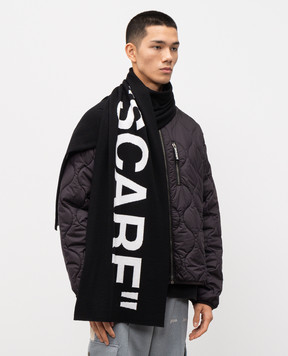 Off-White Black wool scarf with logo OMMA067F25KNI002