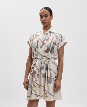 Versace Beige silk shirt dress with branded print 10254981A18643