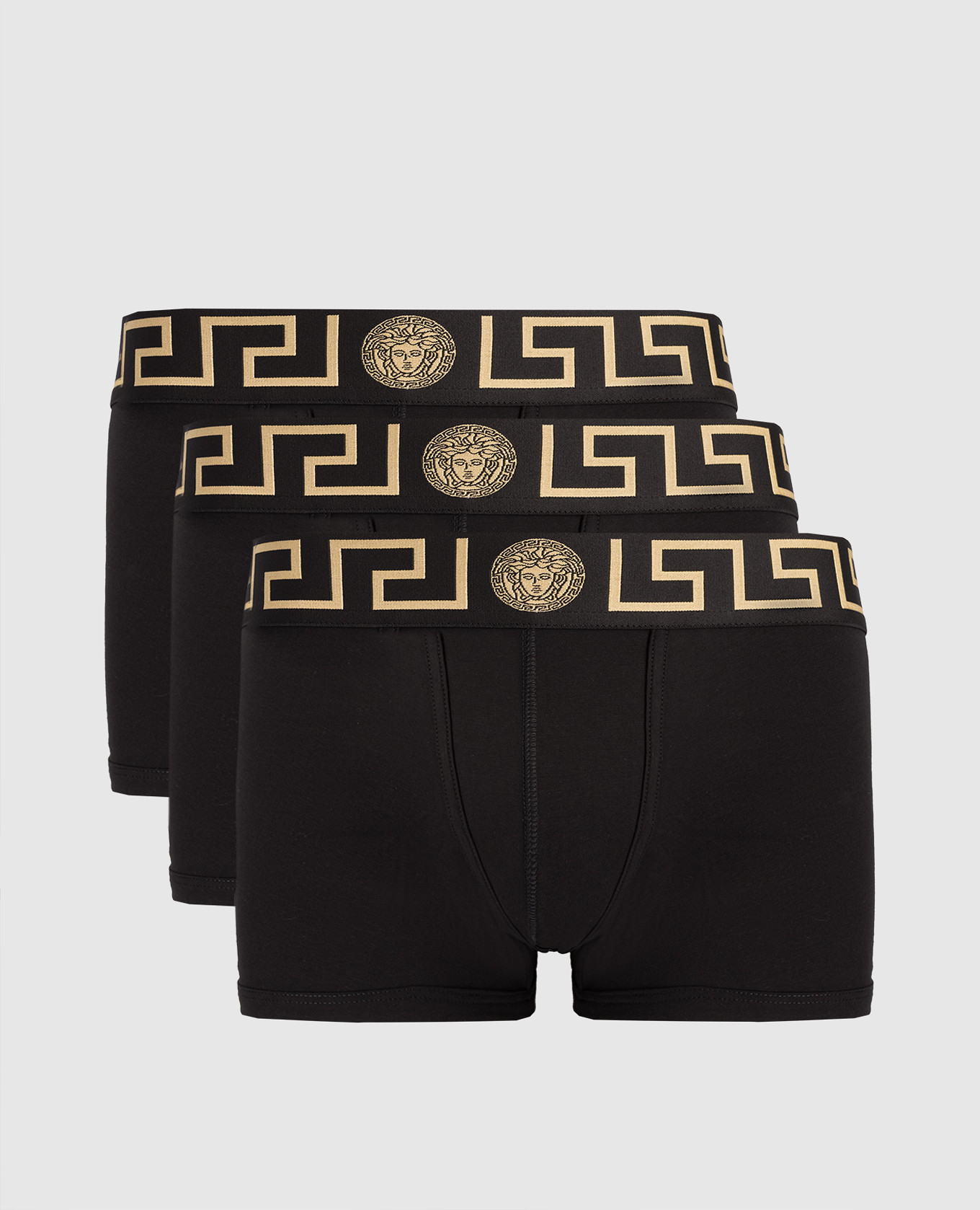 Set of black boxer briefs with logo pattern