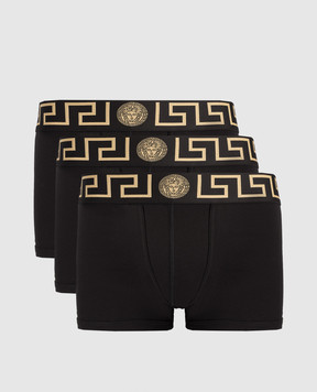 Versace Set of black boxer briefs with logo pattern AU103261A10011