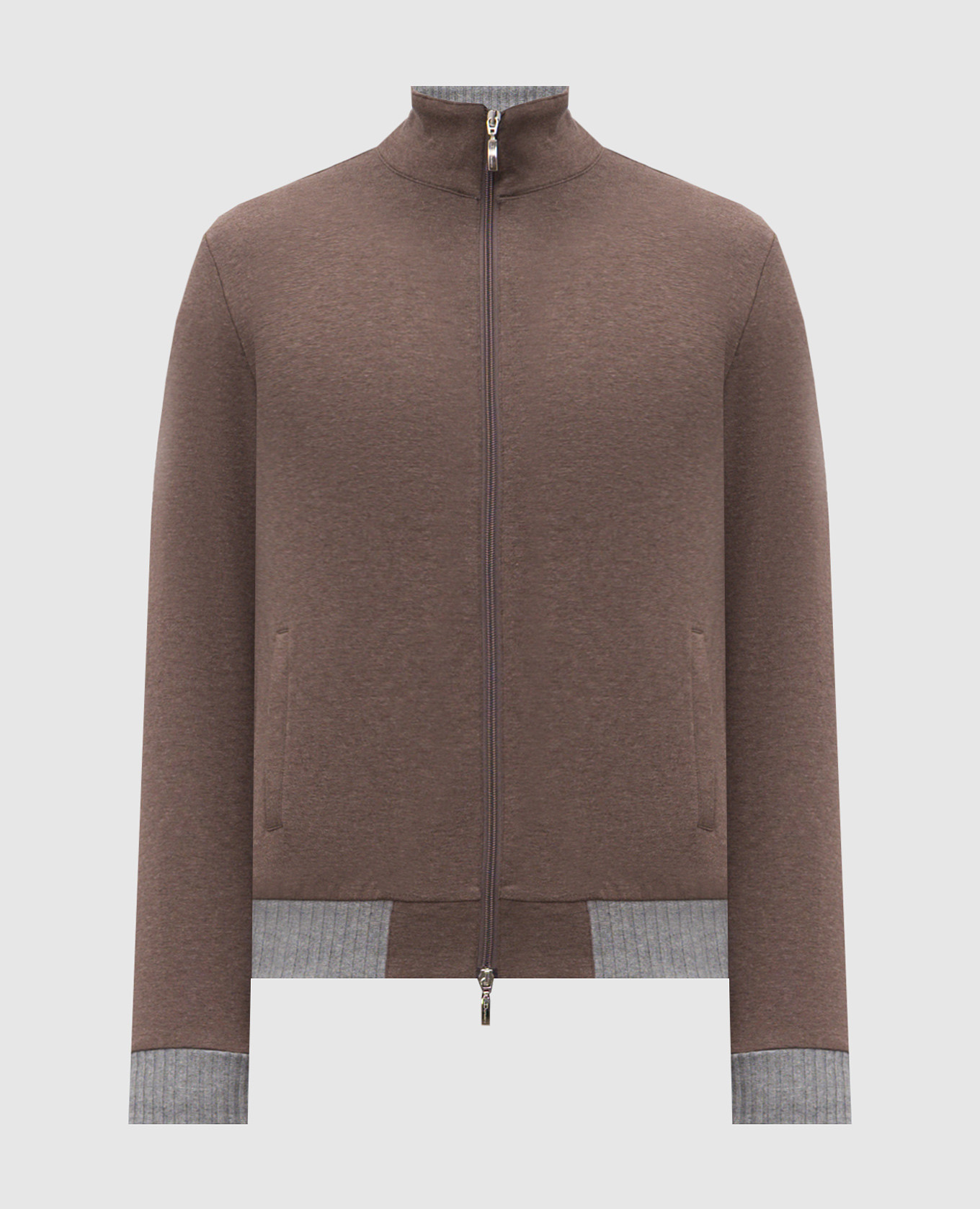 Brown sports jacket with contrast cuffs