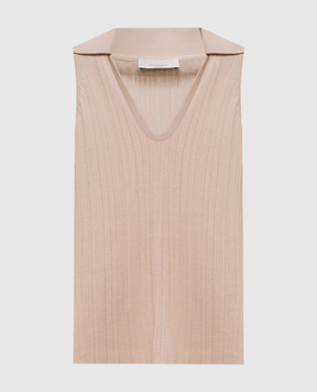 Agnona Beige ribbed top with silk KT110207Q180P