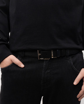 Serapian Black leather reversible belt with logo SREVLMBE705135PBG9