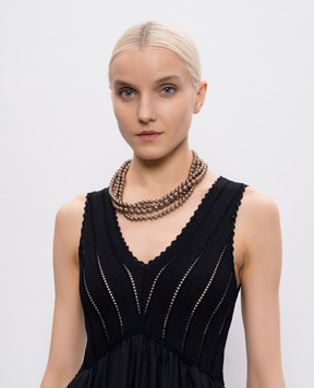 Madreperla Brown layered necklace with pearl beads 212348