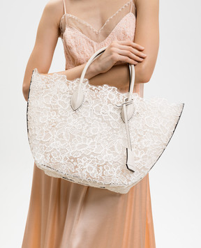 Ermanno Scervino White tote bag with floral pattern D483S415PYV