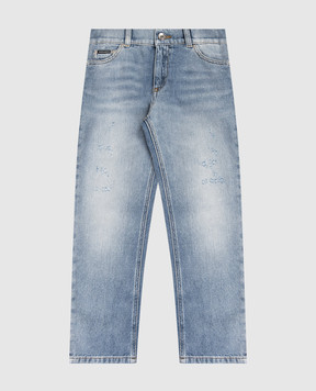Dolce&Gabbana Children's blue jeans with a worn effect L42F90LDD8346