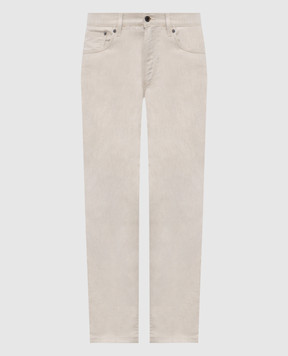Pini Parma Beige linen pants with logo patch JEACOLIBEI