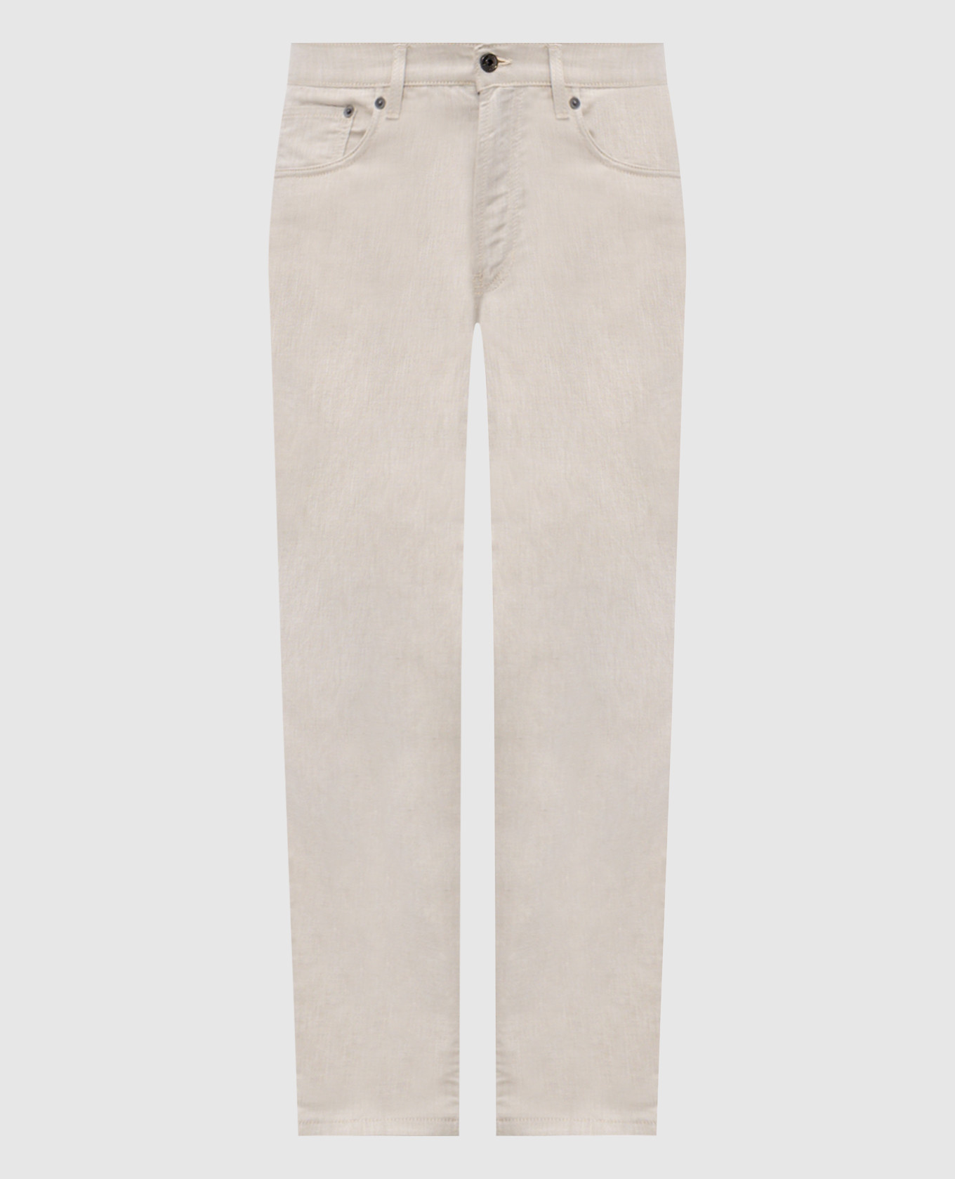 Beige linen pants with logo patch Pini Parma