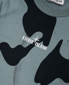 Stone Island Children's blue T-shirt with camouflage print L2S162100004S050814