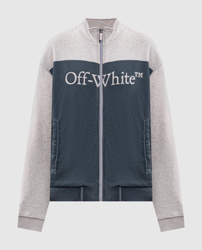 Off-White Blue sports jacket with branded print 2FE00724T