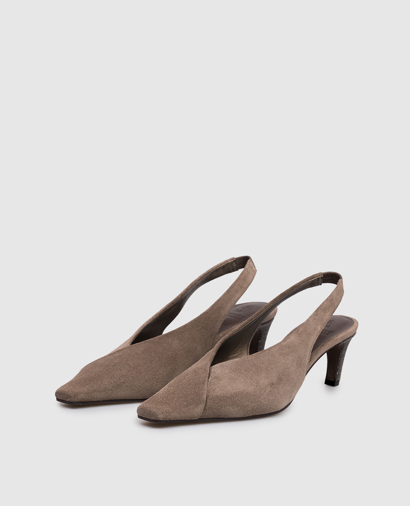 

Brown suede slingbacks with chain Brunello Cucinelli