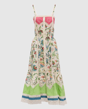 Etro Beige floral print dress with lace WRHA0581AV892