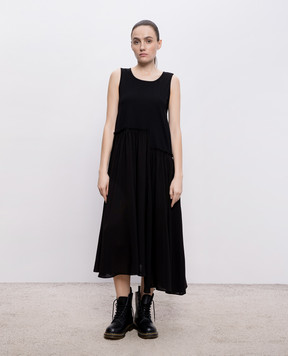 Y`S Yamamoto Black dress with ruffles YKD14802