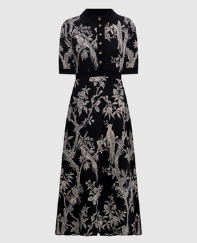 Etro Black wool dress with floral pattern WRKA0171AQ12V