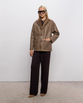 Simonetta Ravizza Brown double-sided sheepskin coat Dominic F06JA357H18