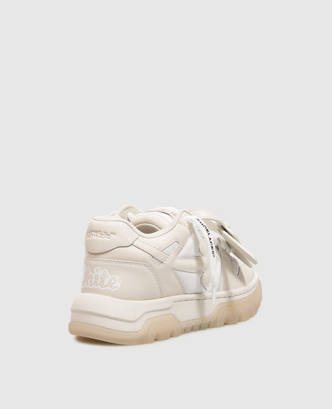 Out Of Office Chunky Varsity Beige Leather Sneakers Off-White 3
