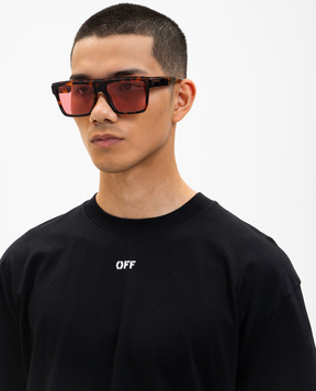 Off-White Brown sunglasses with logo print OW10396D2558