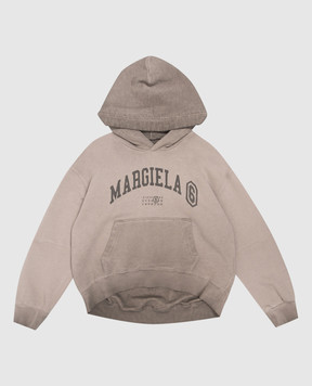 Maison Margiela MM6 Children's brown hoodie with logo print M61135MM08P
